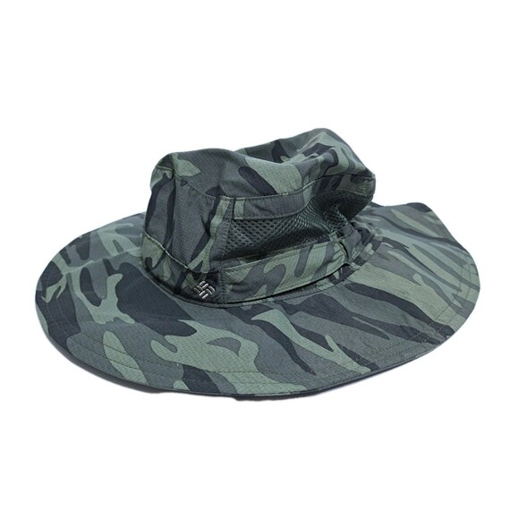 Columbia Camo Green Vented Nylon Bucket Sun Safari Hat Adjustable Omnishade - Picture 1 of 7